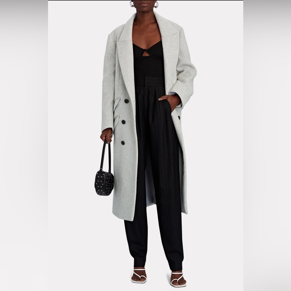 NWT Luel Studio double-breasted grey wool overcoat - size M